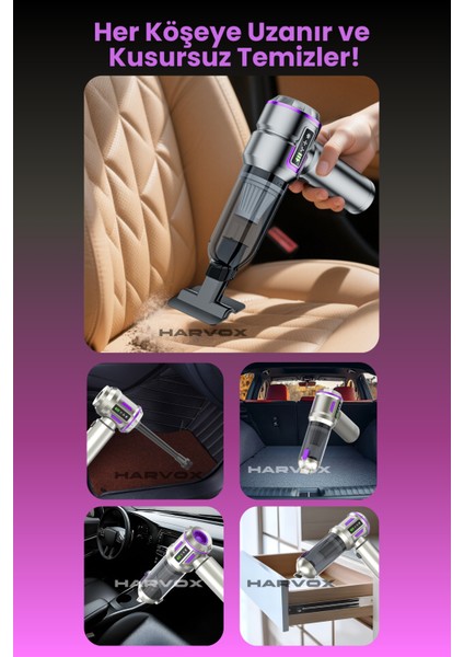18000PA Güçlü Vakum Araç Süpürgesi Taşınabilir Çantalı 6000MAH Bataryalı Üflemeli HXVC-003 indirimleri