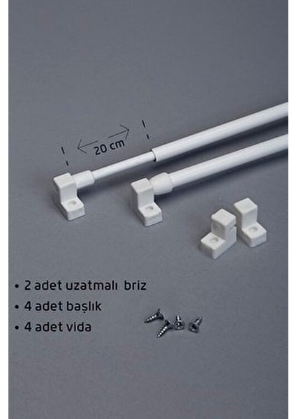 Perde Çubuğu Seti 2 Alüminyum Briz Borusu 4 Başlık 60 x 80 cm Aksesuar indirimleri