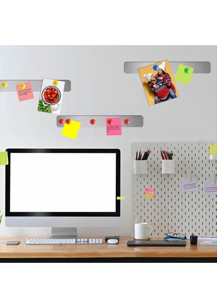 8 Adet 30X3 cm (11 81 x 1 18) Manyetik Panolar Şeritler Yapışkan Destekli Bülten Çubuğu Panosu 32 Adet Renkli Mıknatıslar Gümüş (Yurt Dışından) modelleri