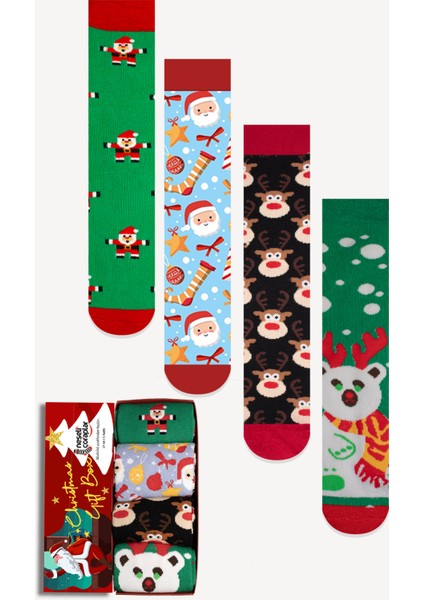 4 'lü Noel Havlu Çorap Set