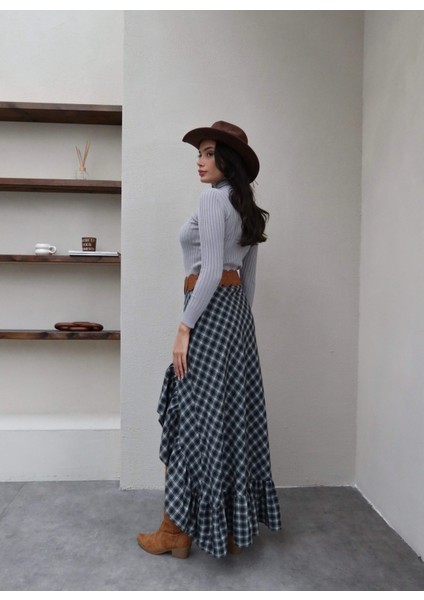 Fırfırlı Ekose Desen Etek fırsatları