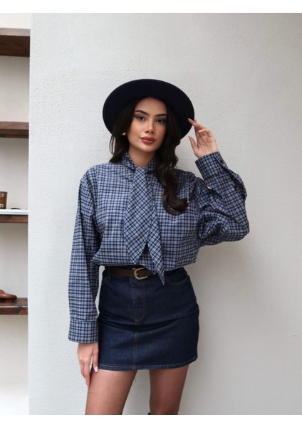 Ekose Fular Detay Gömlek