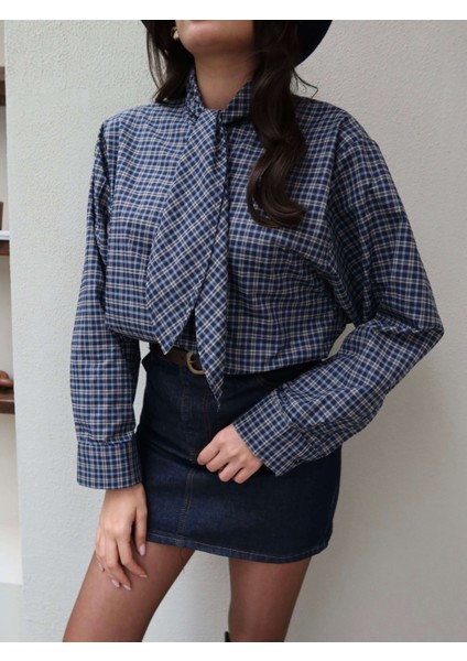 Ekose Fular Detay Gömlek modelleri