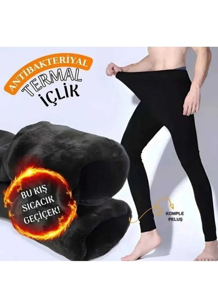 Erkek Içi Peluş Termal Tayt Kışlık Peluşlu Polarlı Likralı Polar Termal Içlik