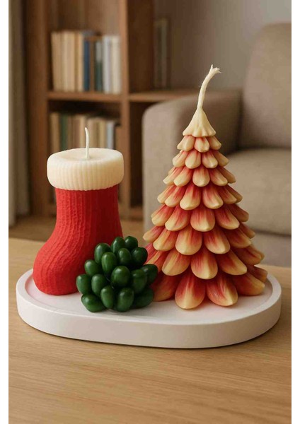 Yılbaşı Temalı Dekoratif Mum Seti –