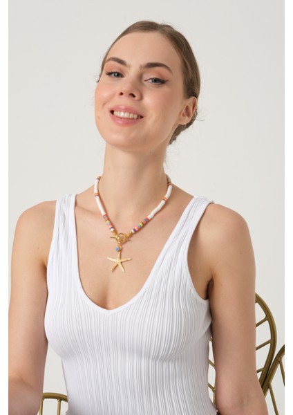 Denizyıldızı Uçlu Renkli Fimo Kolye