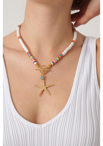 Denizyıldızı Uçlu Renkli Fimo Kolye modelleri