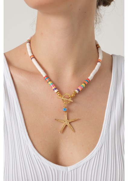 Denizyıldızı Uçlu Renkli Fimo Kolye