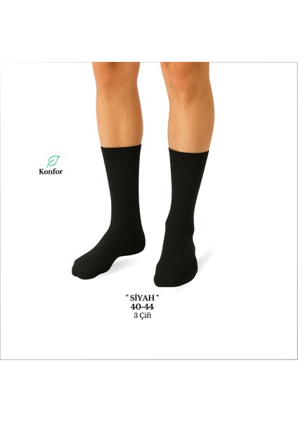 Ezowear Uzun Siyah 3'lü Erkek Çorap Seti