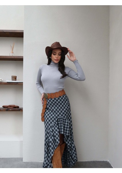 Fırfırlı Ekose Desen Etek indirimleri