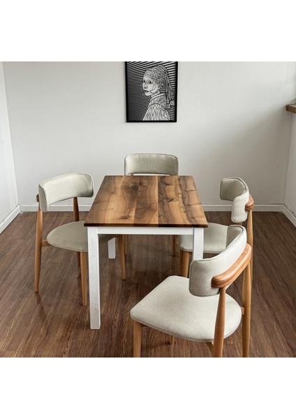 Beyaz Ayaklı Masif Ceviz Yemek Masası - Oturma Odası / Yemek Odası Için modelleri
