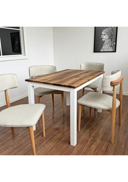 Beyaz Ayaklı Masif Ceviz Yemek Masası - Oturma Odası / Yemek Odası Için indirimleri