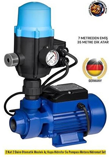 Germany Qb DKM60 1 Hp 0.75 Kw Su Pompası Paket Hidrofor 35 mt Yüksekliği Bakır Sargılı fiyatları