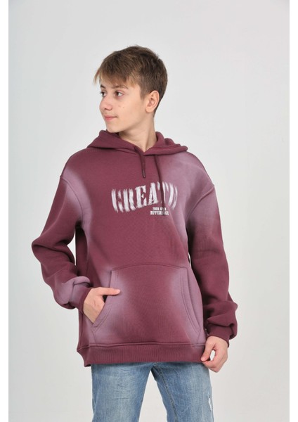 Erkek Çocuk Relax Fit Kapüşonlu Cepli Baskılı Sweatshirt fiyatları