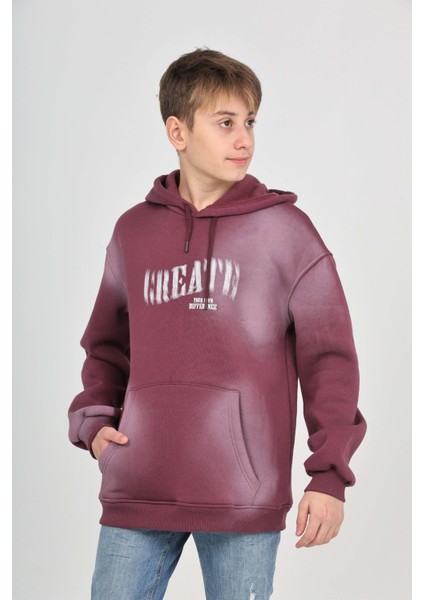 Erkek Çocuk Relax Fit Kapüşonlu Cepli Baskılı Sweatshirt modelleri