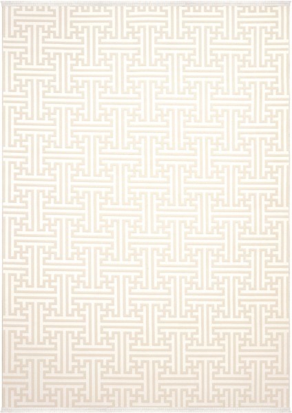 Lena Bej Krem Halı Geometrik Girift Desen Kabartmalı Lazer Kesim Akrilik Halı Yumuşak Makina Halısı fiyatları