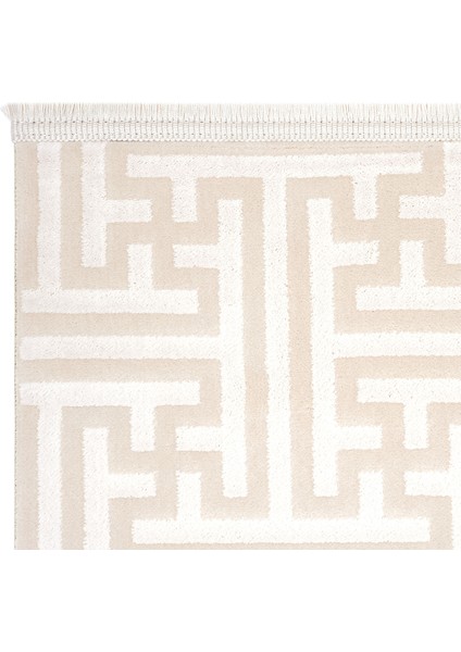 Lena Bej Krem Halı Geometrik Girift Desen Kabartmalı Lazer Kesim Akrilik Halı Yumuşak Makina Halısı indirimleri