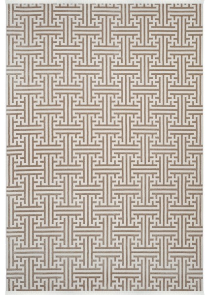 Lena Vizon Krem Halı Girift Desen Lazer Kesim Akrilik Halı Yazlık Salon Oturma Odası Makine Halısı