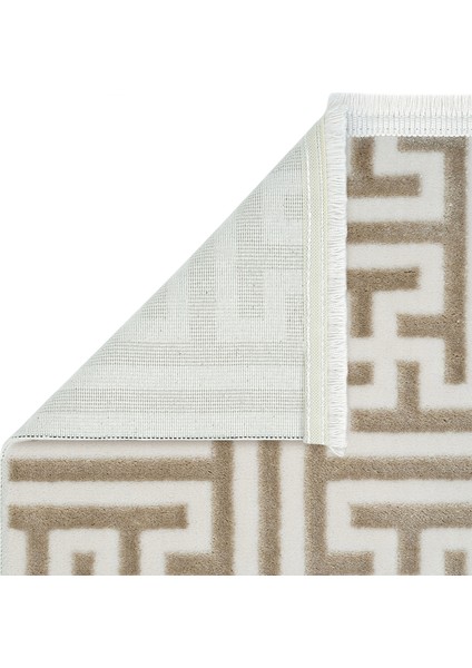 Lena Vizon Krem Halı Girift Desen Lazer Kesim Akrilik Halı Yazlık Salon Oturma Odası Makine Halısı