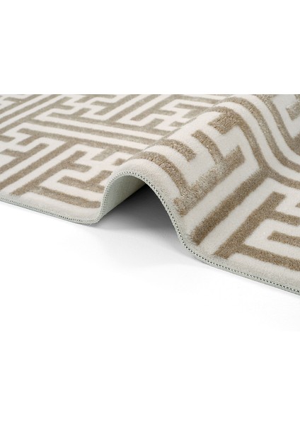 Lena Vizon Krem Halı Girift Desen Lazer Kesim Akrilik Halı Yazlık Salon Oturma Odası Makine Halısı