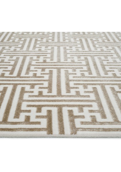 Lena Vizon Krem Halı Girift Desen Lazer Kesim Akrilik Halı Yazlık Salon Oturma Odası Makine Halısı