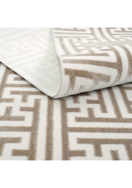 Lena Vizon Krem Halı Girift Desen Lazer Kesim Akrilik Halı Yazlık Salon Oturma Odası Makine Halısı