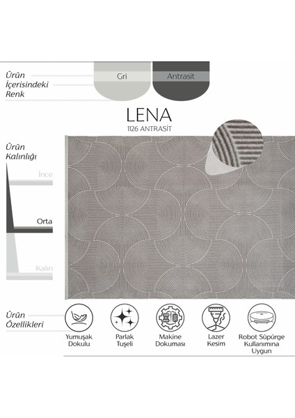 Lena Gri Halı Akrilik Dokuma Lazer Kesim Geometrik Desen Yumuşak Modern Ev Oturma Odası Salon Halısı modelleri