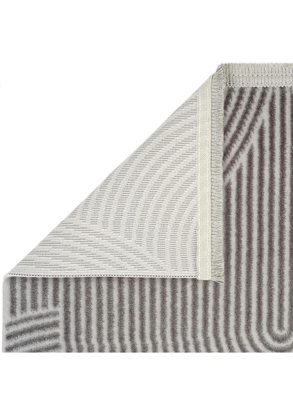 Lena Gri Halı Akrilik Dokuma Lazer Kesim Geometrik Desen Yumuşak Modern Ev Oturma Odası Salon Halısı