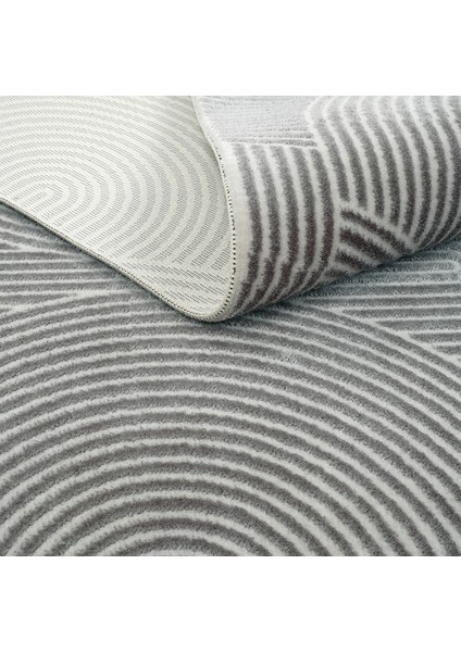 Lena Gri Halı Akrilik Dokuma Lazer Kesim Geometrik Desen Yumuşak Modern Ev Oturma Odası Salon Halısı