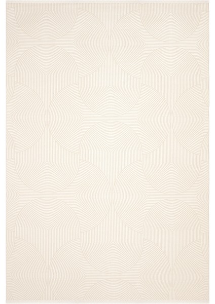 Lena Krem Bej Halı Akrilik Lazer Kesim Geometrik Desen Modern Oturma Odası Salon Yatak Odası Halısı