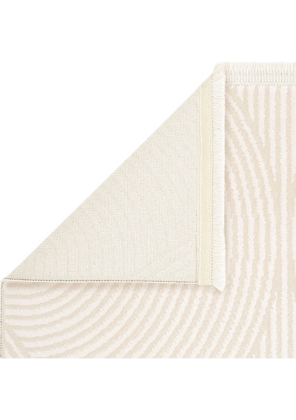 Lena Krem Bej Halı Akrilik Lazer Kesim Geometrik Desen Modern Oturma Odası Salon Yatak Odası Halısı