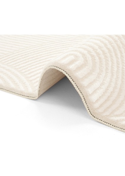 Lena Krem Bej Halı Akrilik Lazer Kesim Geometrik Desen Modern Oturma Odası Salon Yatak Odası Halısı