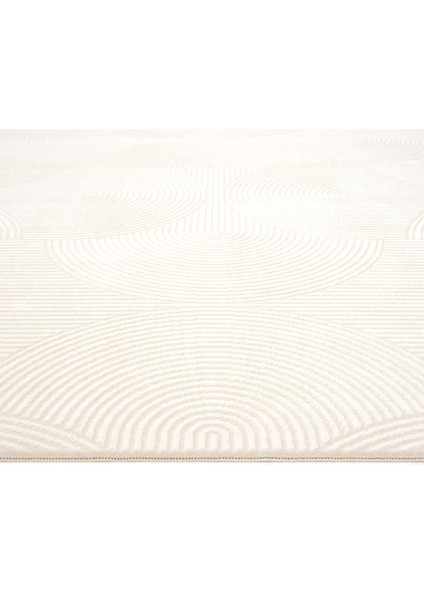 Lena Krem Bej Halı Akrilik Lazer Kesim Geometrik Desen Modern Oturma Odası Salon Yatak Odası Halısı