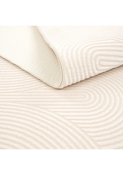 Lena Krem Bej Halı Akrilik Lazer Kesim Geometrik Desen Modern Oturma Odası Salon Yatak Odası Halısı