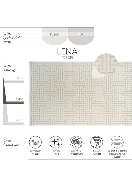 Lena Açık Gri Kabartmalı Lazer Kesim Akrilik Halı Dokuma Ince Yazlık Ev Oturma Odası Salon Halısı modelleri