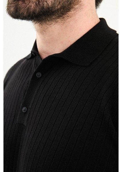 Fitilli Slim Fit Polo Yaka Erkek Triko Kazak fiyatları