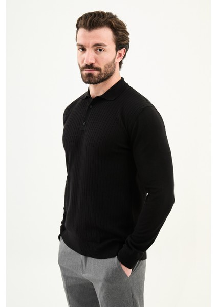 Fitilli Slim Fit Polo Yaka Erkek Triko Kazak modelleri