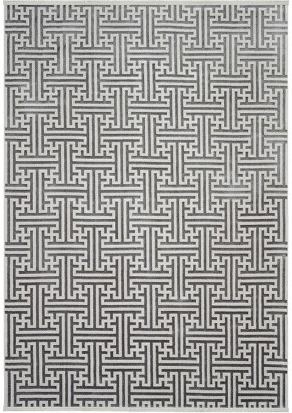 Lena Antrasit Halı Akrilik Lazer Kesim Labirent Desenli Modern Oturma Odası Salon Yatak Odası Halısı