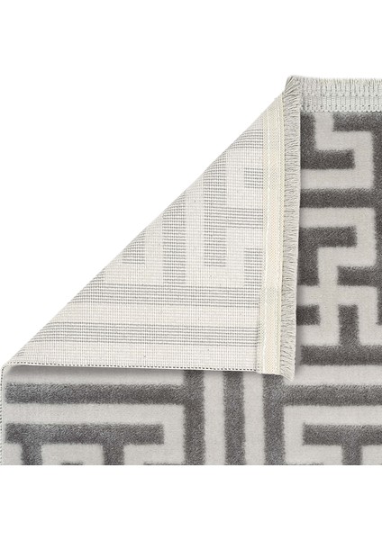 Lena Antrasit Halı Akrilik Lazer Kesim Labirent Desenli Modern Oturma Odası Salon Yatak Odası Halısı