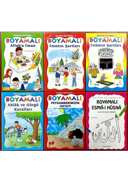Çocuklar Için Boyamalı Dini Bilgiler Seti (6 Kitap)