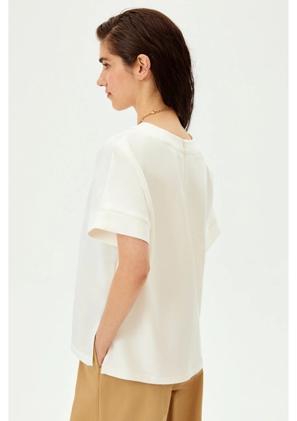 Bisiklet Yaka Taş Işlemeli Regular Örme Tişört fiyatları