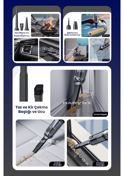 20000PA Güçlü Vakum Araç Süpürgesi 6000MAH Bataryalı Üflemeli LED Aydınlatmalı ST6699A+