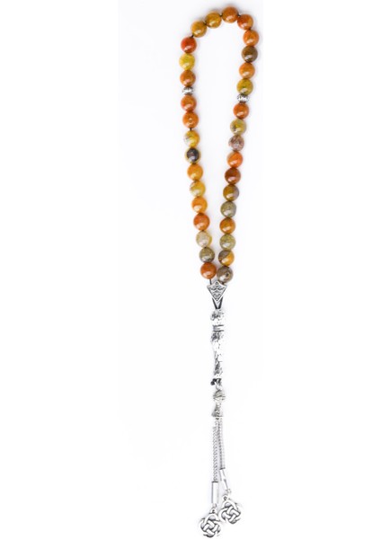 Damarlı Tarçın Akik Doğal Taş Tesbih 33'lü