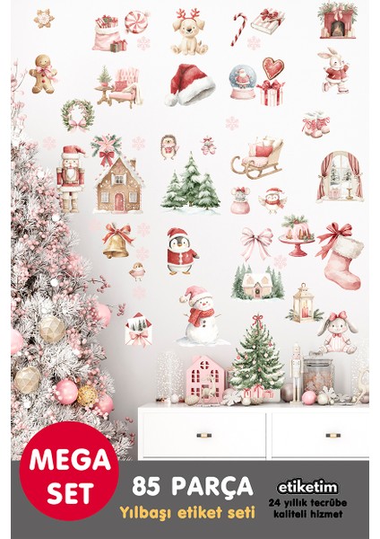 Yılbaşı Yeniyıl 85 Parça Kar Taneli Yılbaşı Temalı Cam Duvar Çıkartmaları Stıcker Seti modelleri