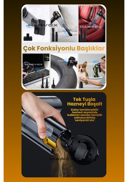 18000PA Güçlü Vakum Araç Süpürgesi Taşınabilir Çantalı 6000MAH Bataryalı Üflemeli HXVC-003 modelleri