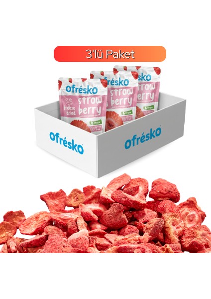 Kuru Meyve Cipsi Çilek 3'lü Paket - Katkısız & İlave Şekersiz - Dondurularak Kurutulmuş Sağlıklı Atıştırmalık