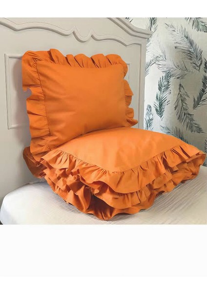 Turuncu Fırfırlı Çift Kişilik Nevresim Takımı
