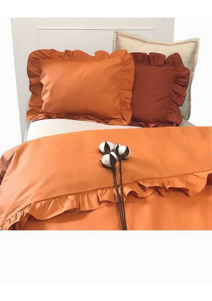 Turuncu Fırfırlı Çift Kişilik Nevresim Takımı fiyatları