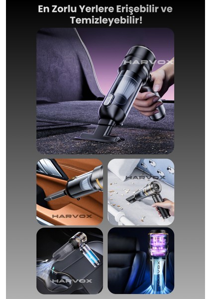 18000PA Güçlü Vakum Araç Süpürgesi Taşınabilir Çantalı 6000MAH Bataryalı Üflemeli HXVC-002 fırsatları