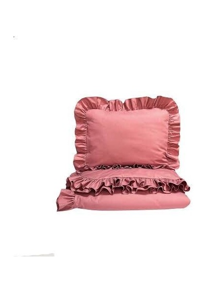 Gül Kurusu Fırfırlı Çift Kişilik Nevresim Takımı fiyatları